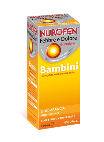 immagine di Nurofen Febbre e Dolore Bambini 100mg/5ml sospensione orale gusto arancia senza zucchero