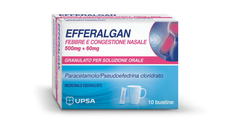 immagine di EFFERALGAN FEBBRE E CONGESTIONE NASALE  500 mg + 60 mg granulato per soluzione orale